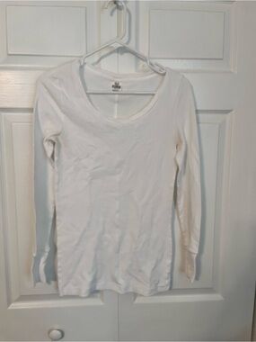 PINK Victoria's Secret White Scoop-Neck Long Sleeve Top